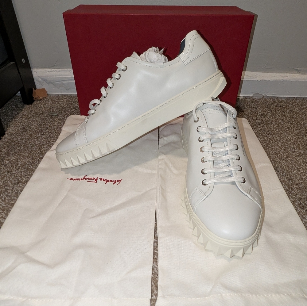 Salvatore Ferragamo White Leather Sneakers